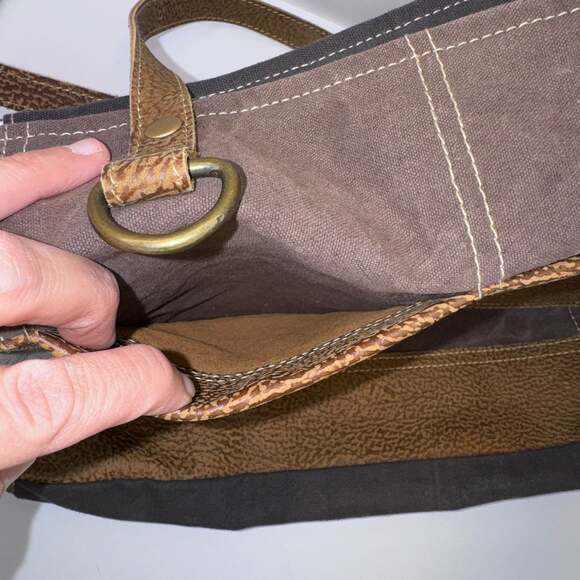 Myra Bag Canvas Faux Leather Tote Shoulder Bag Large Boho - Picture 4 of 9